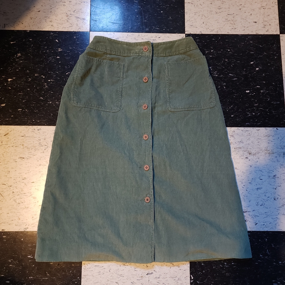PORTS International Button Front Lined Corduroy Skirt with Pockets